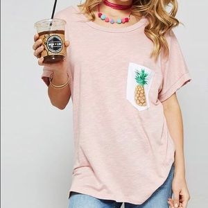 Promesa Shortsleeved Tee with Pineapple on Pocket